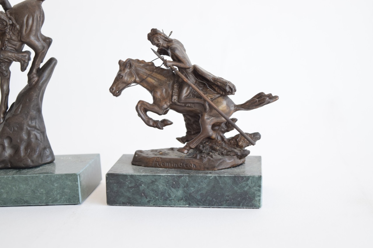 "Mountain Man" and "The Cheyenne" Reproduction Bronze Sculptures After Frederic Remington