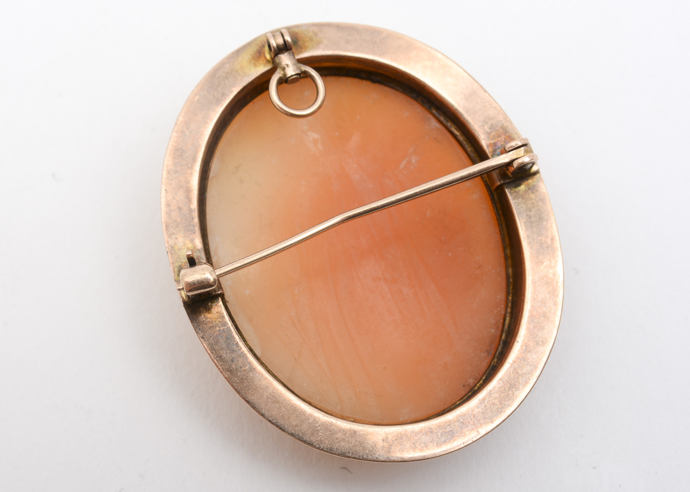 Vintage 10K Yellow Gold and Carved Shell Cameo Pendant Brooch