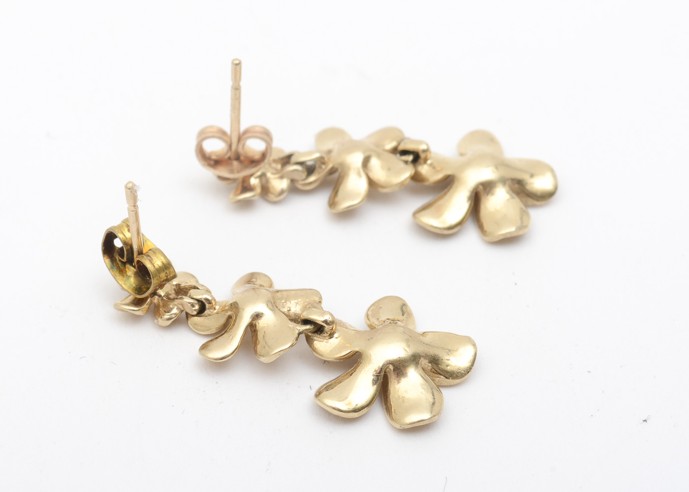 14K Yellow Gold Graduated Flower Drop Earrings