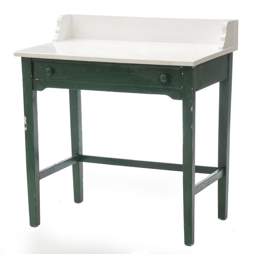 Vintage Green and White Painted Accent Table