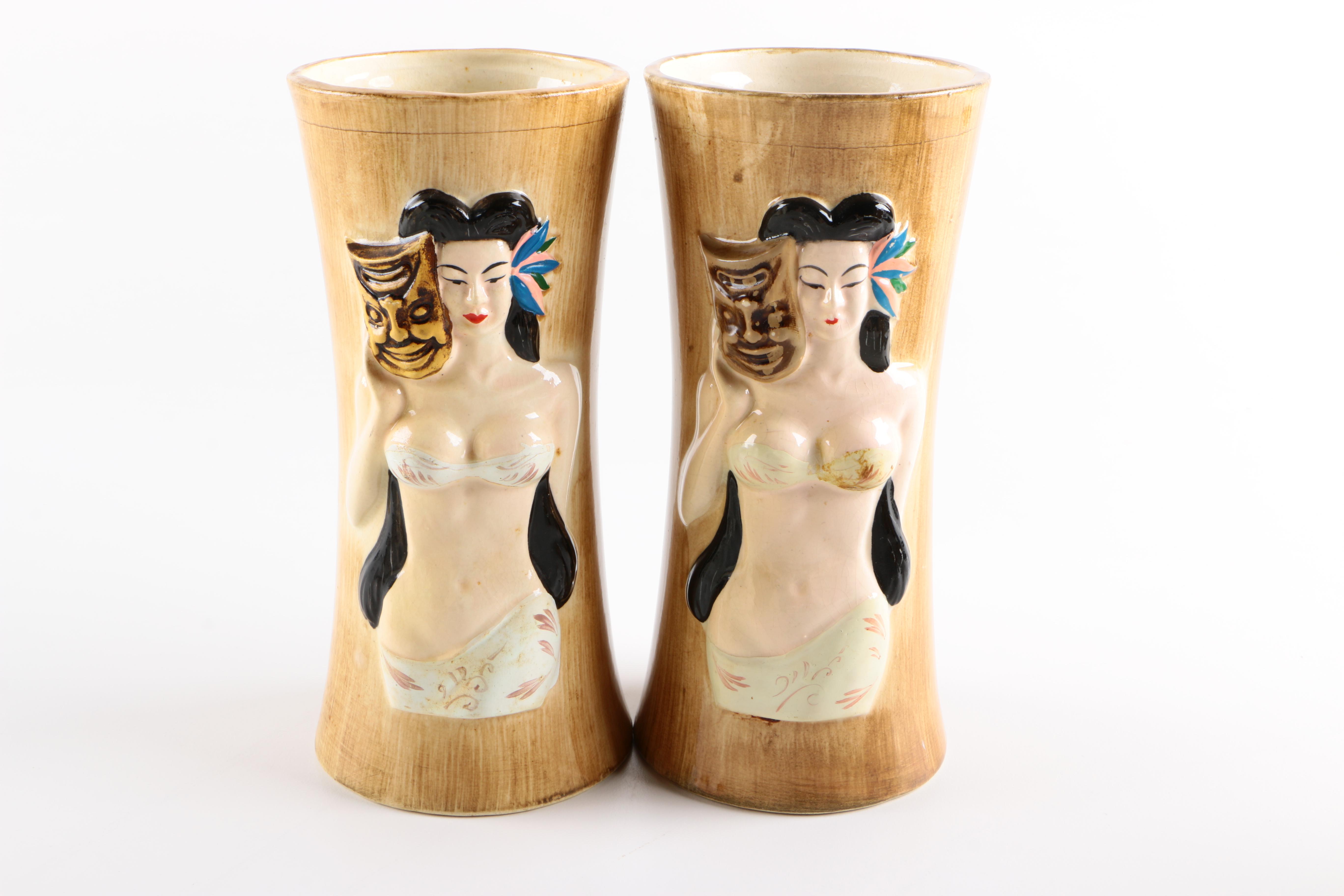 Vintage Ceramic Tiki Cups