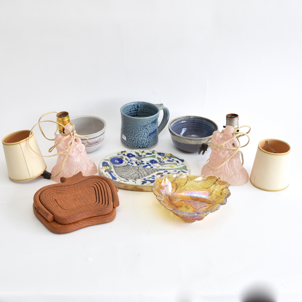 Pink Pressed Glass Desk Lamps and Other Home Decor