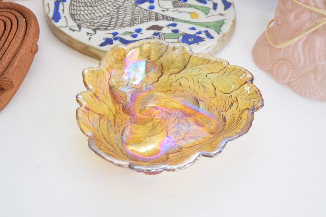 Pink Pressed Glass Desk Lamps and Other Home Decor