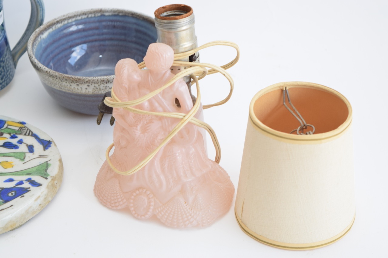 Pink Pressed Glass Desk Lamps and Other Home Decor