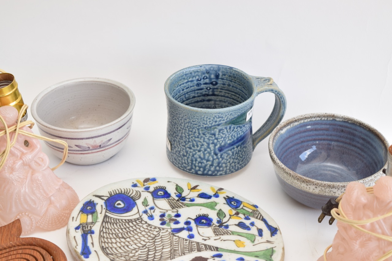 Pink Pressed Glass Desk Lamps and Other Home Decor