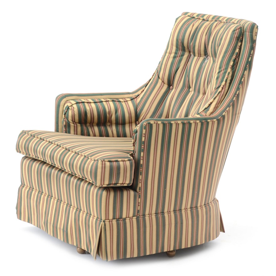 Striped Upholstered Swivel Lounge Chair