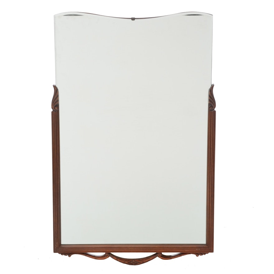 Mahogany Art Deco Style Wall Mirror