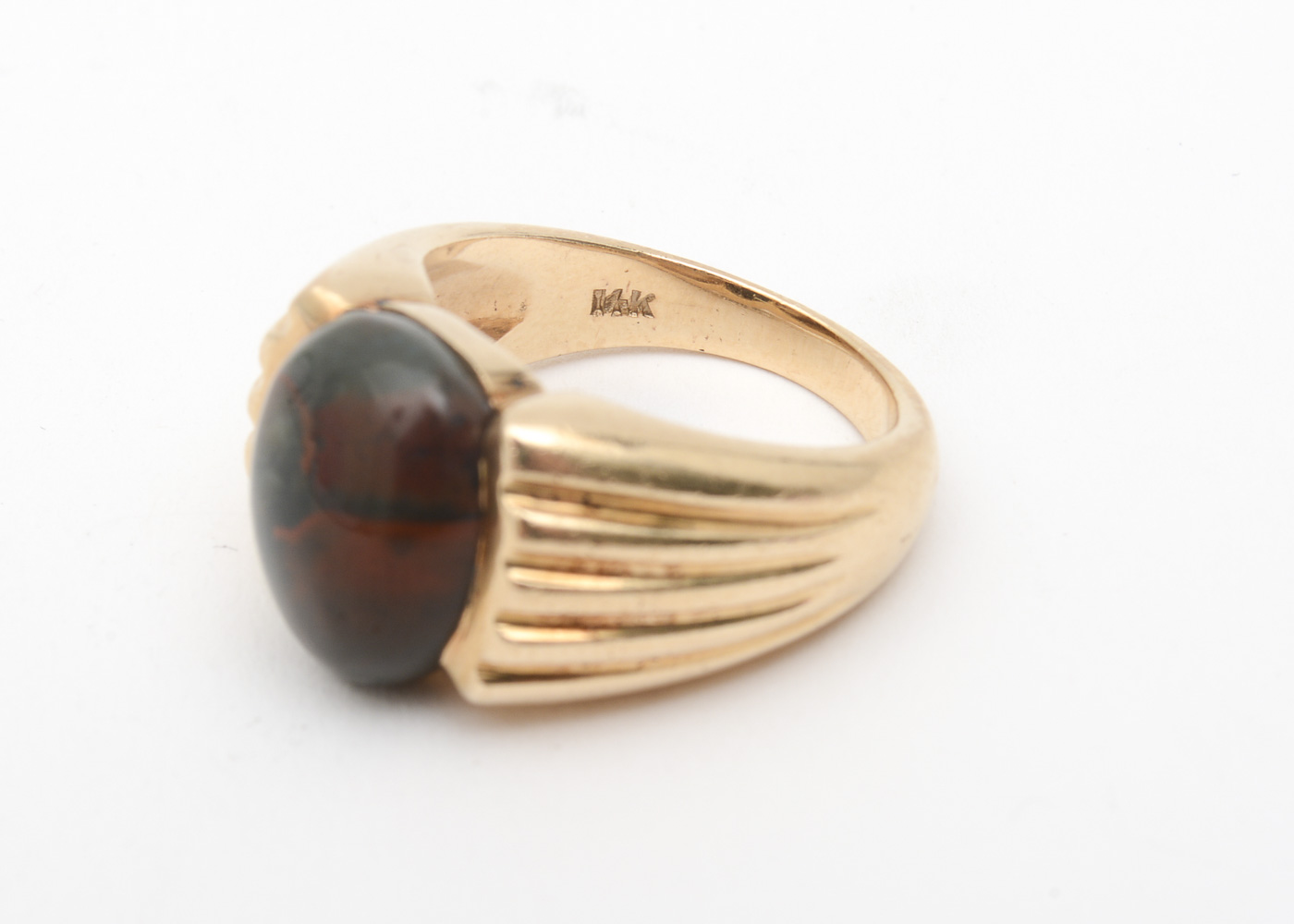 Men's 14K Yellow Gold and Bloodstone Ring