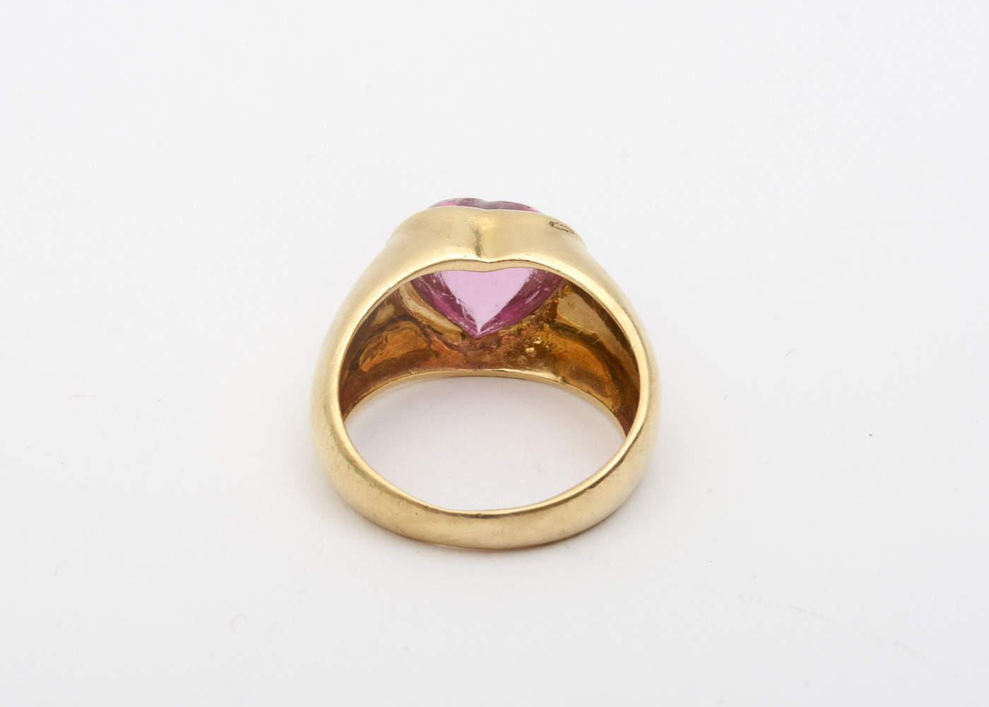 18K Yellow Gold and Heart Shaped Pink Tourmaline Ring