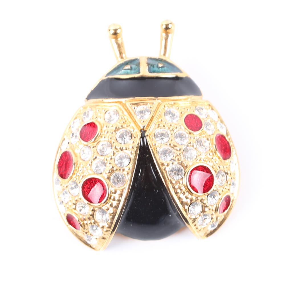 Rhinestone and Enamel Brooches