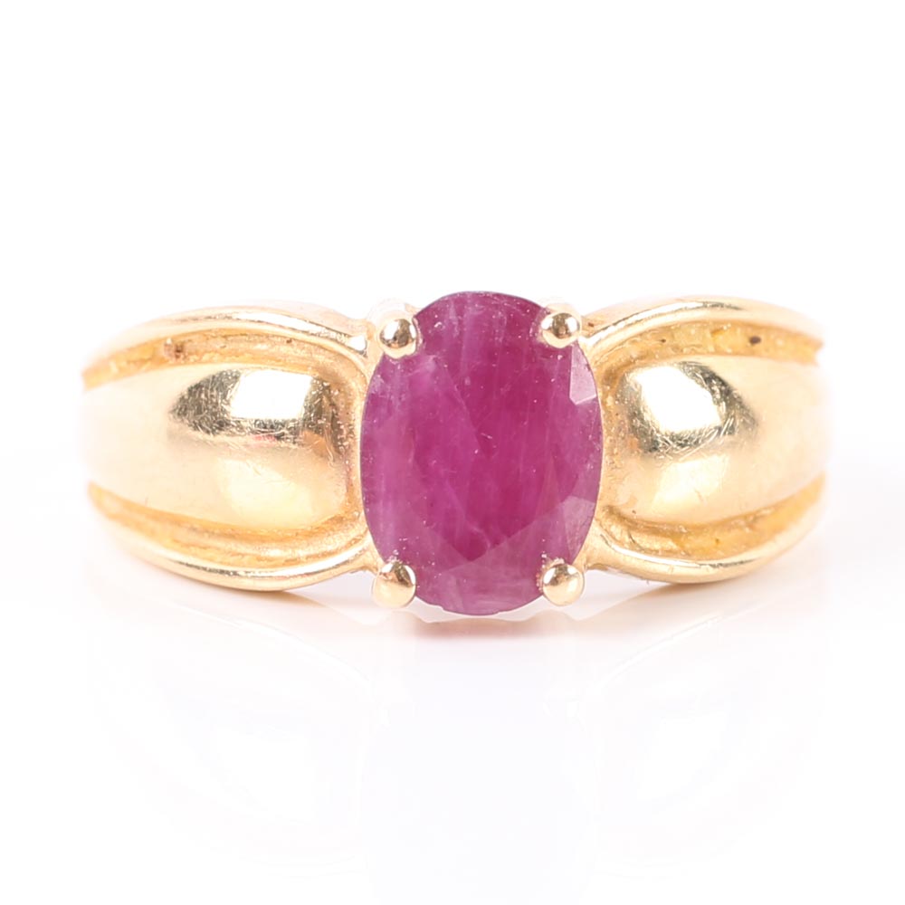 14K Yellow Gold 1.50 CTS Ruby Ring