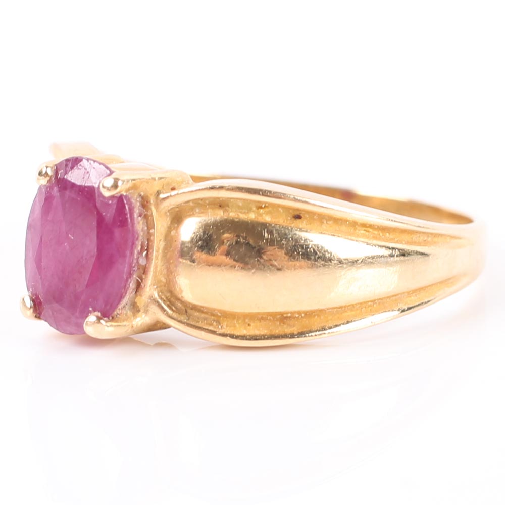 14K Yellow Gold 1.50 CTS Ruby Ring