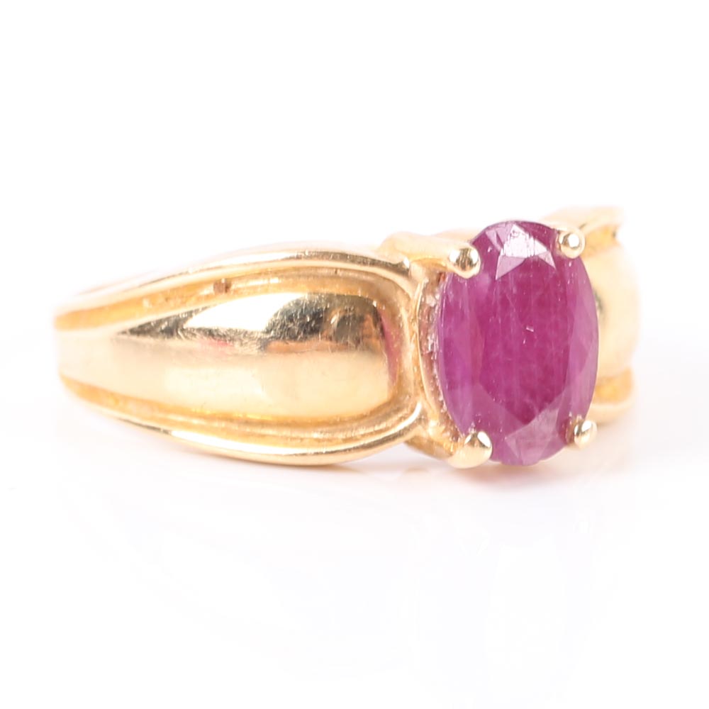 14K Yellow Gold 1.50 CTS Ruby Ring