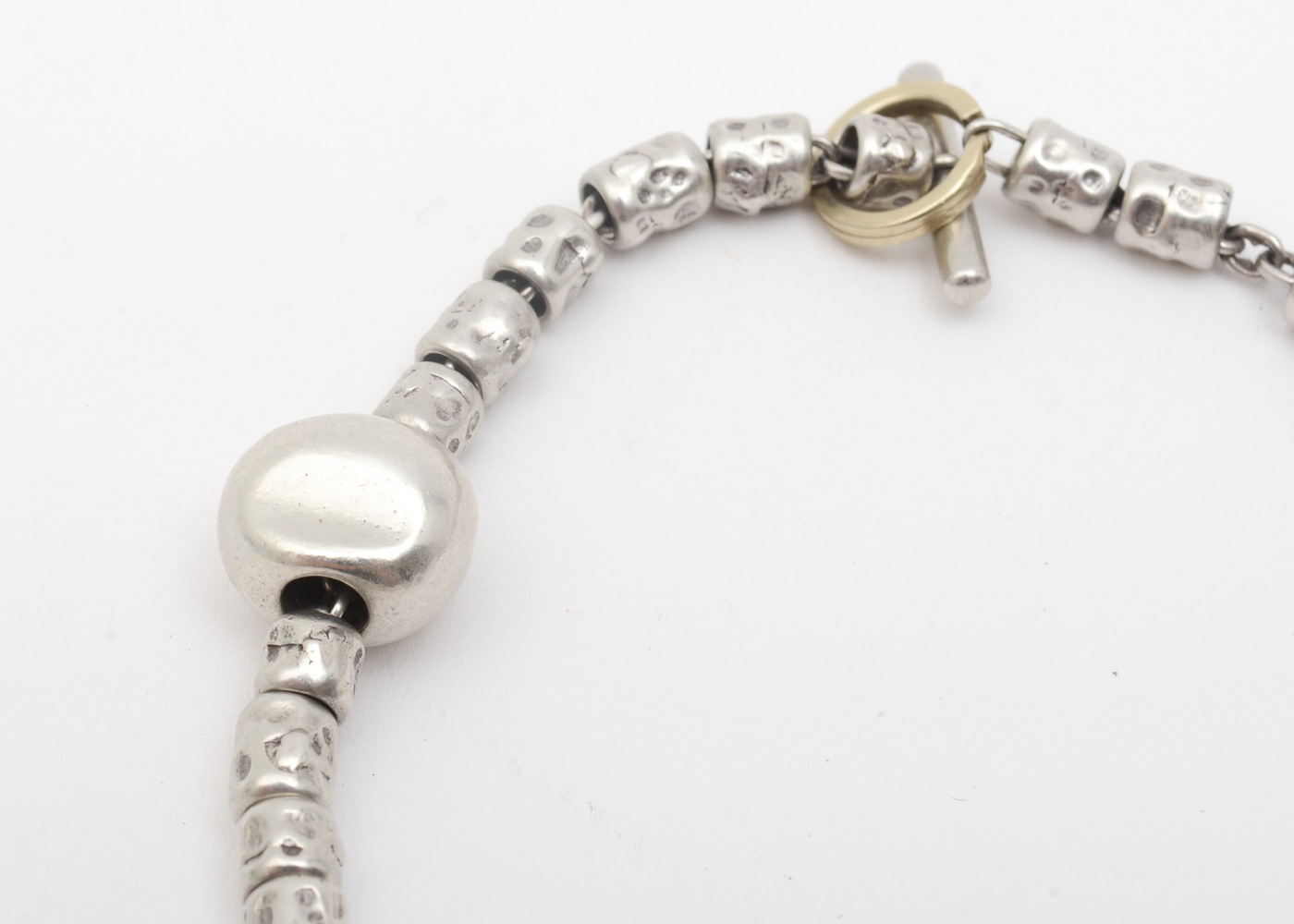 Sterling Silver and 18K Yellow Gold Beaded Toggle Bracelet