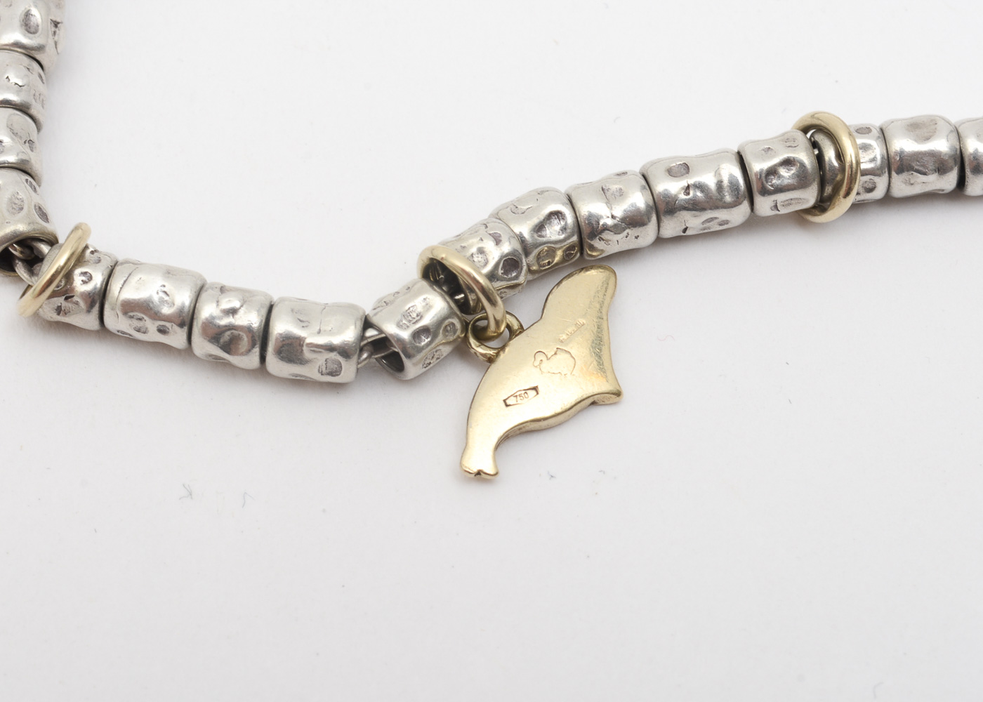 Sterling Silver and 18K Yellow Gold Beaded Toggle Bracelet