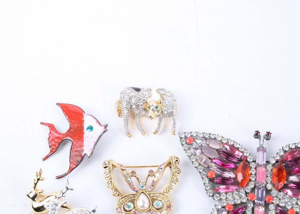 Gold Tone Animal Theme Brooches