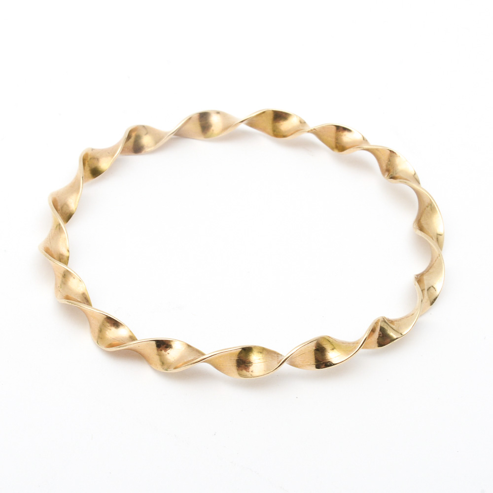 14K Yellow Gold Twisted Bangle