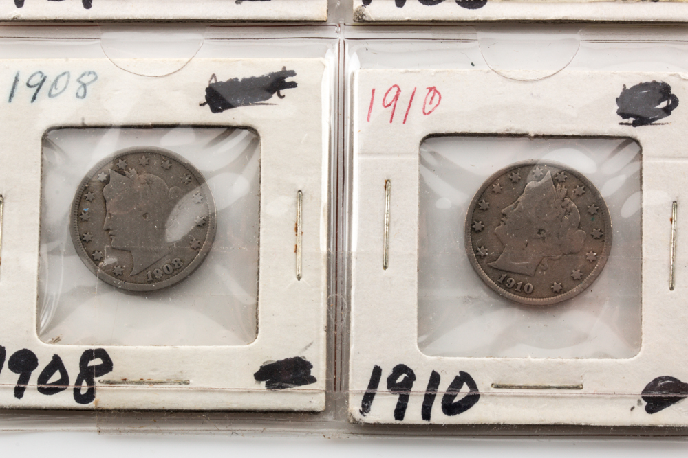 Album Page of Buffalo Nickels, Indian Head Cents and Liberty Head "V" Nickels