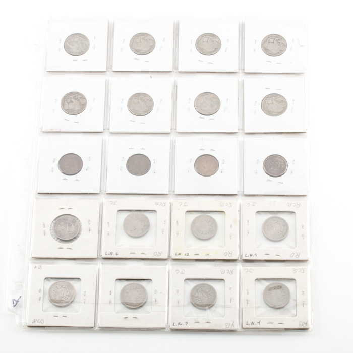 Album Page of Buffalo Nickels, Indian Head Cents and Liberty Head "V" Nickels