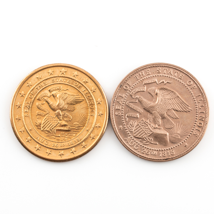 Two Illinois Sesquicentennial Commemorative Medals