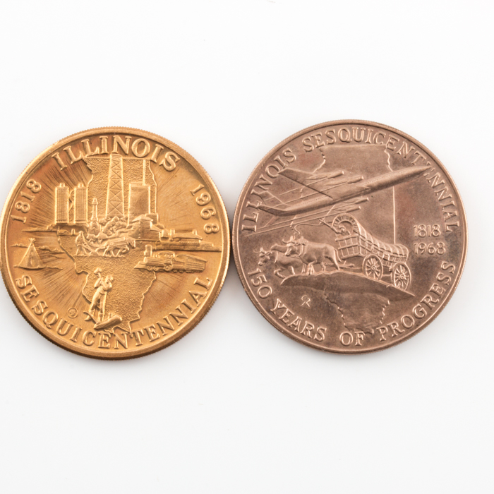 Two Illinois Sesquicentennial Commemorative Medals