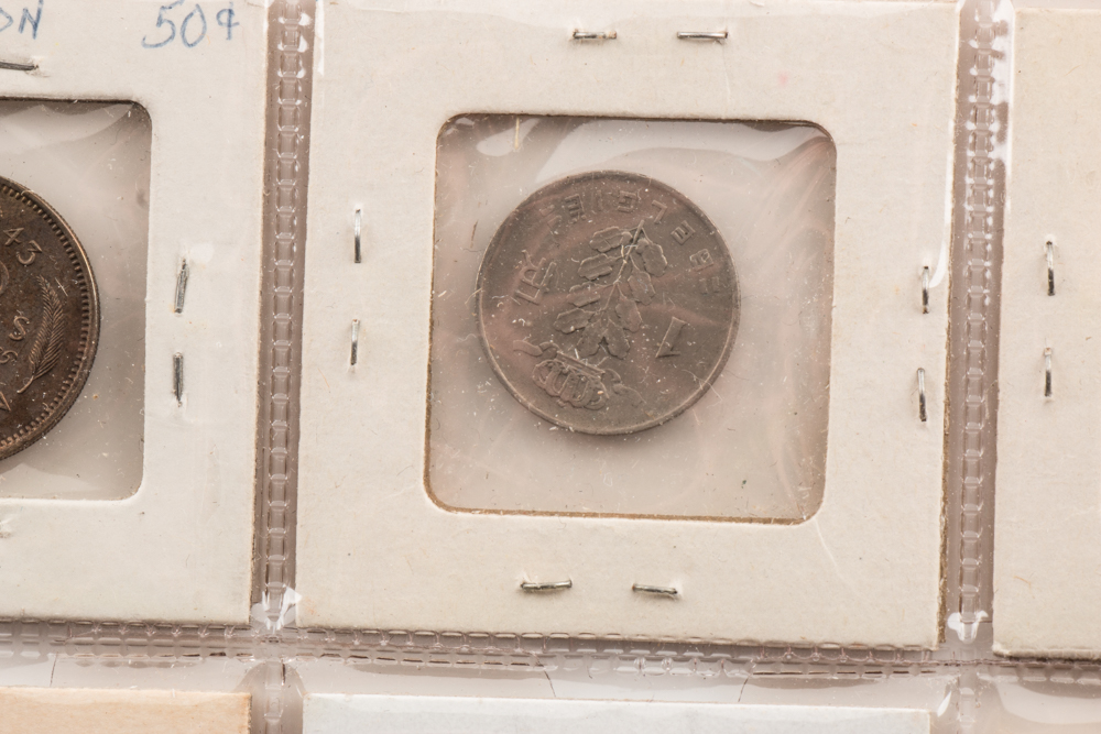 Album Page of Twenty Vintage and Antique Foreign Coins