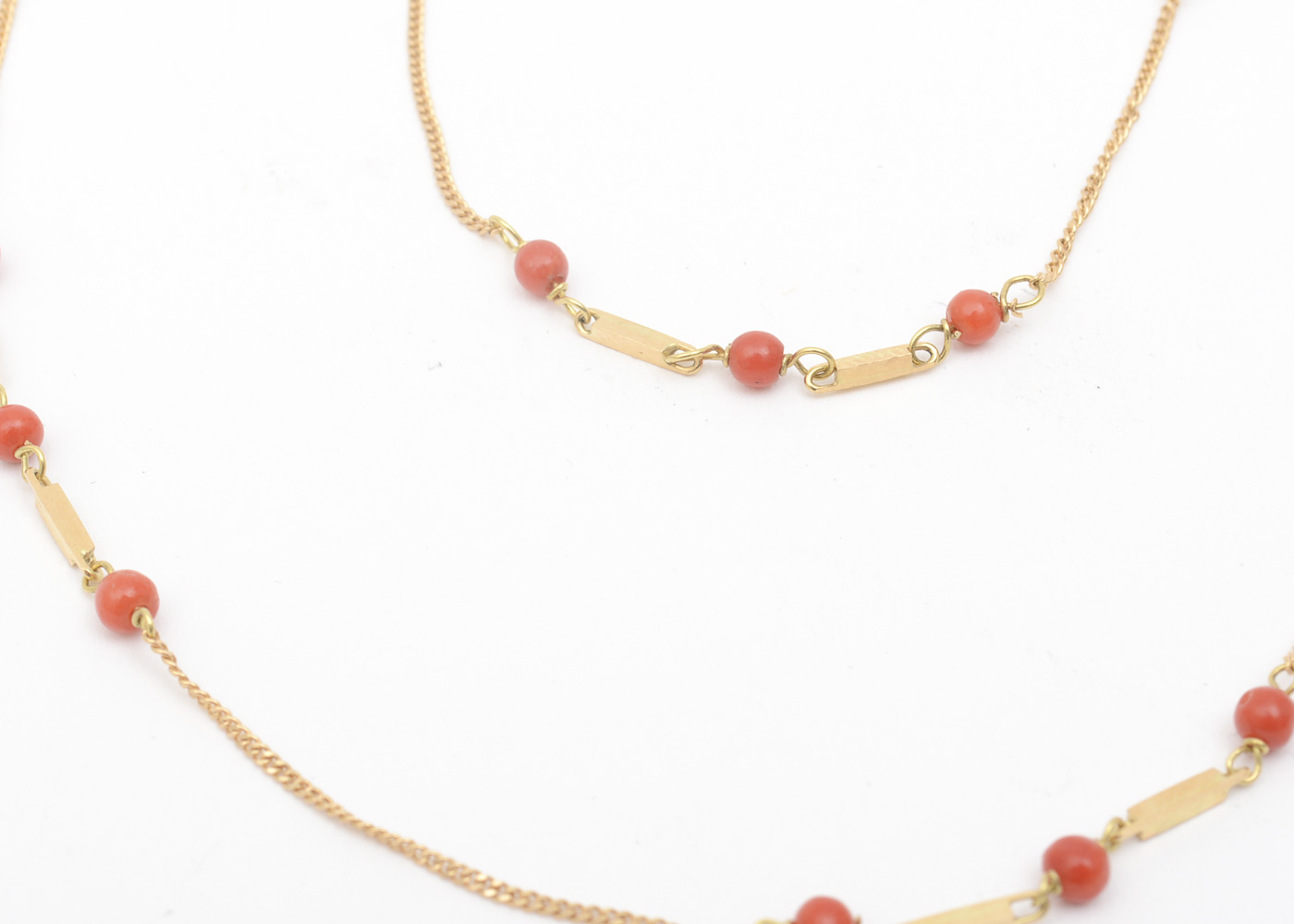 18K Yellow Gold and Coral Demi Parure