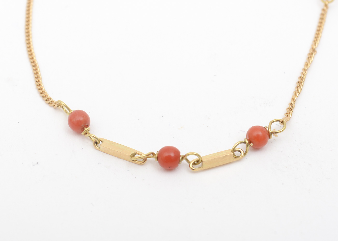 18K Yellow Gold and Coral Demi Parure