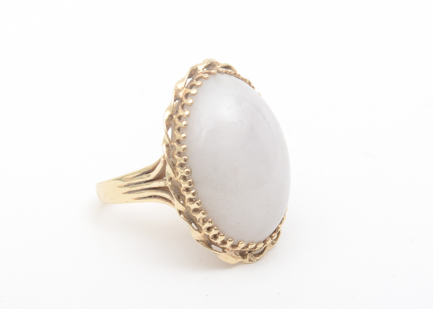 14K Yellow Gold and Jadeite Jade Statement Ring