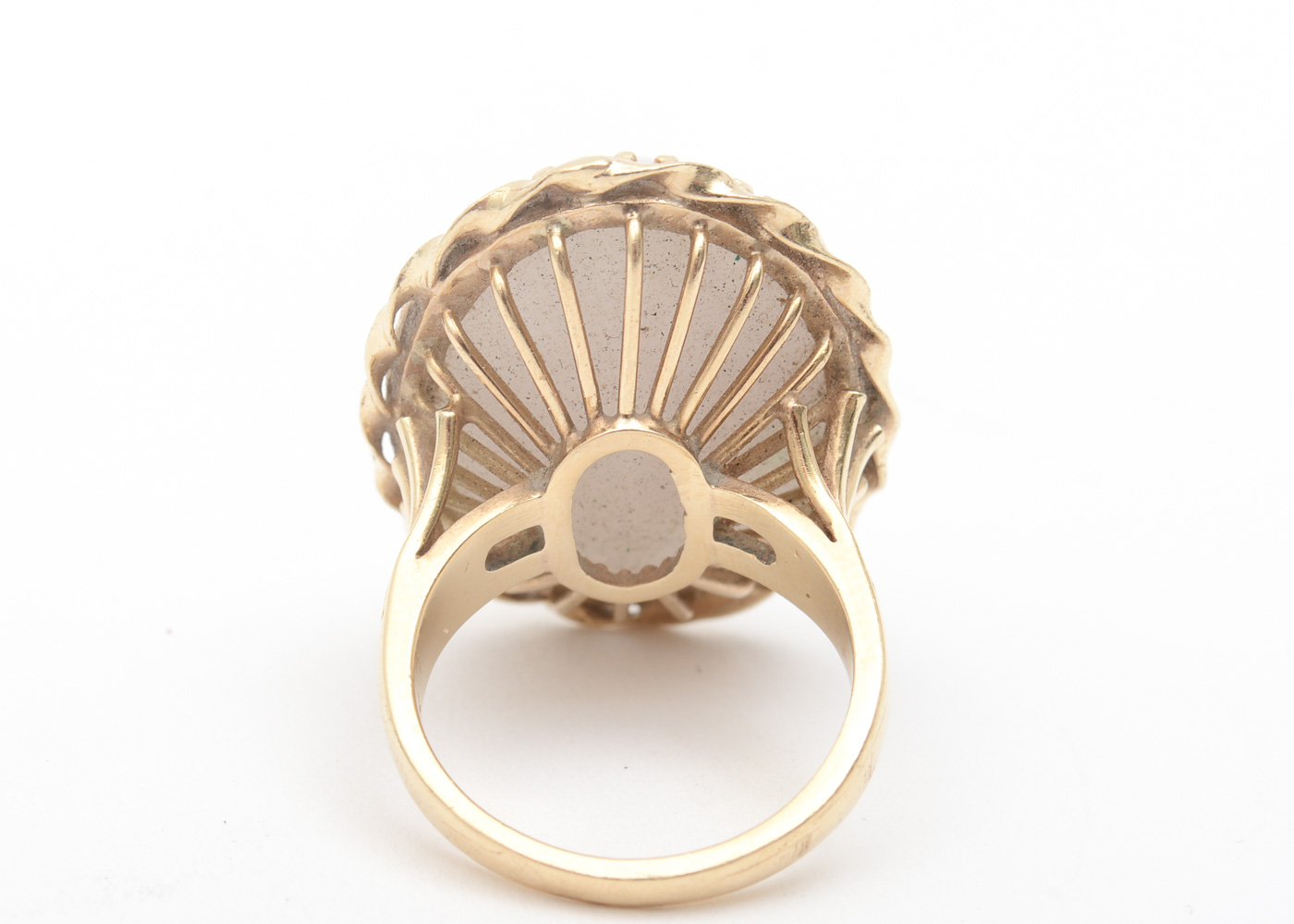 14K Yellow Gold and Jadeite Jade Statement Ring