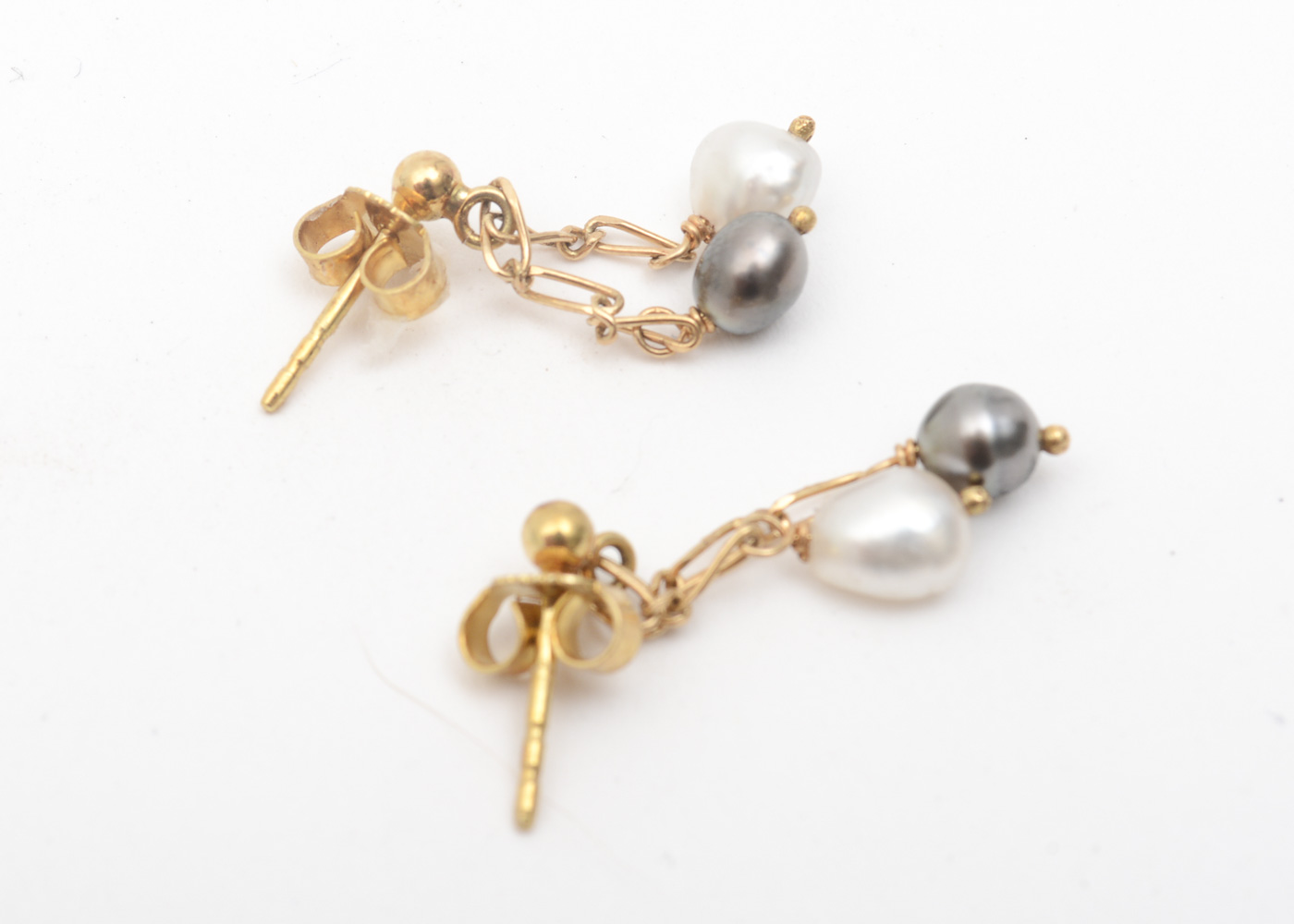 18K Yellow Gold and Freshwater Pearl Multi-Strand Drop Earrings