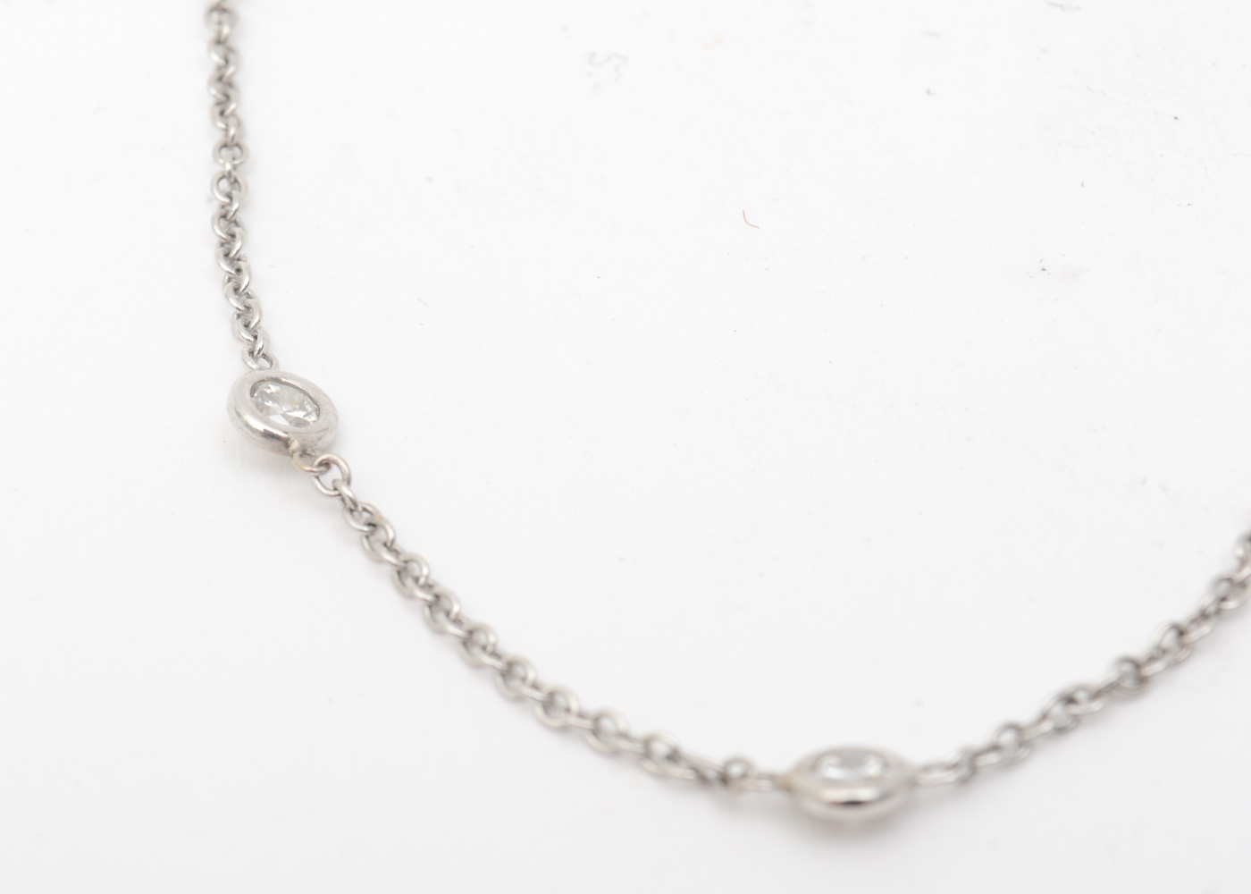 14K White Gold and Bezel Set Diamond Chain Bracelet