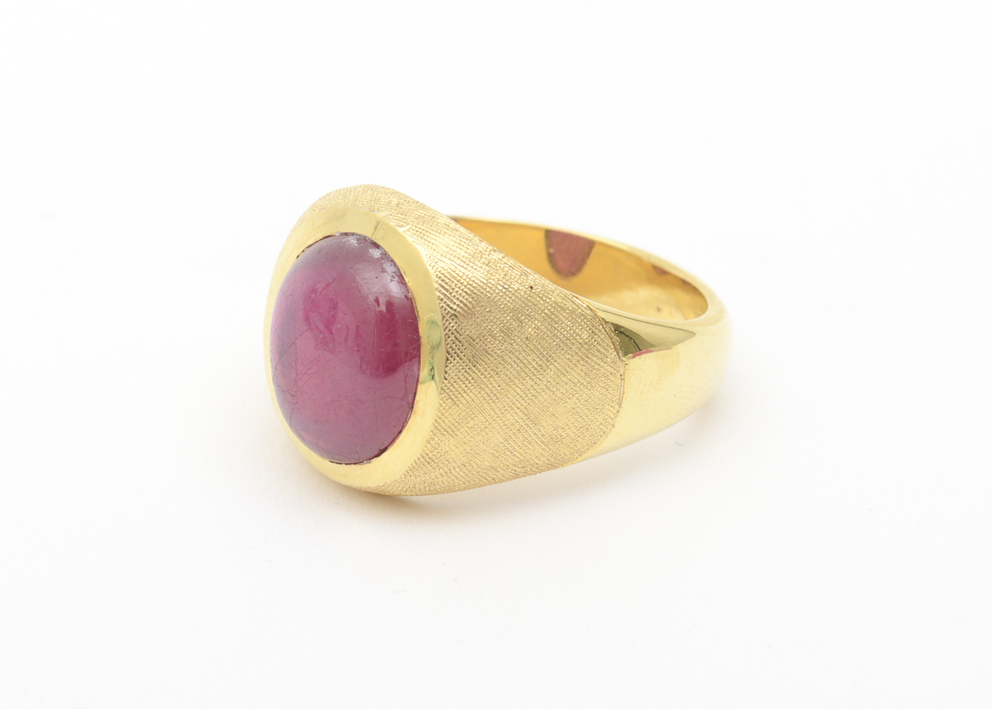 14K Yellow Gold and Synthetic Ruby Dome Ring