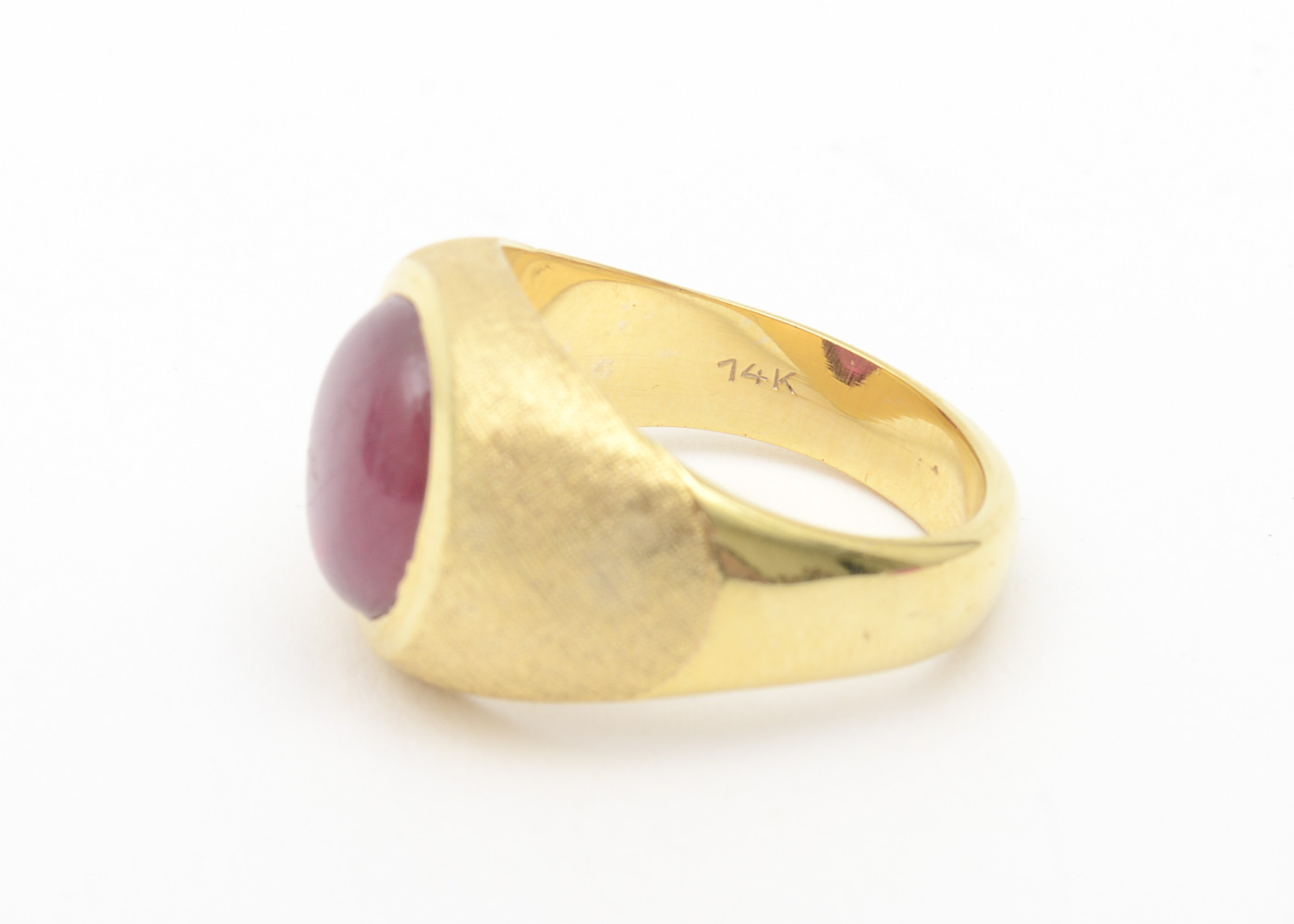14K Yellow Gold and Synthetic Ruby Dome Ring