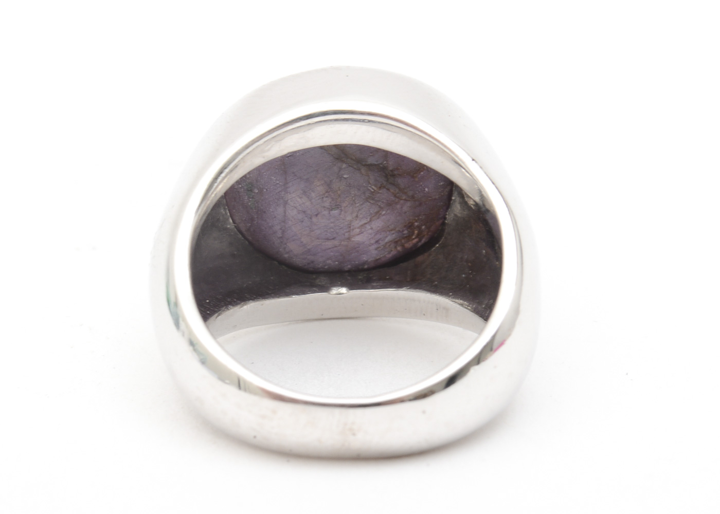 14K White Gold, 18.00 CTS Star Ruby, and Diamond Dome Ring