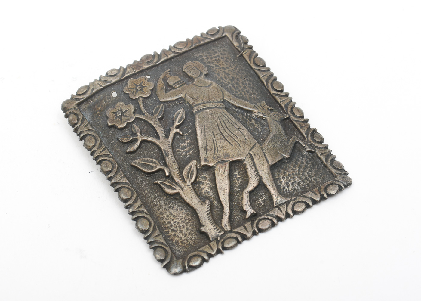 Vintage Hand Carved Sterling Silver Brooch