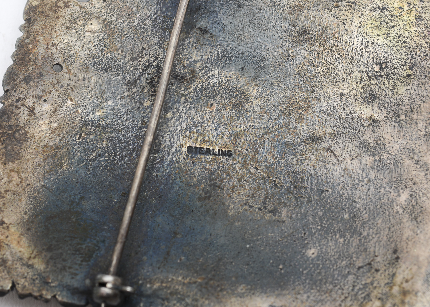 Vintage Hand Carved Sterling Silver Brooch