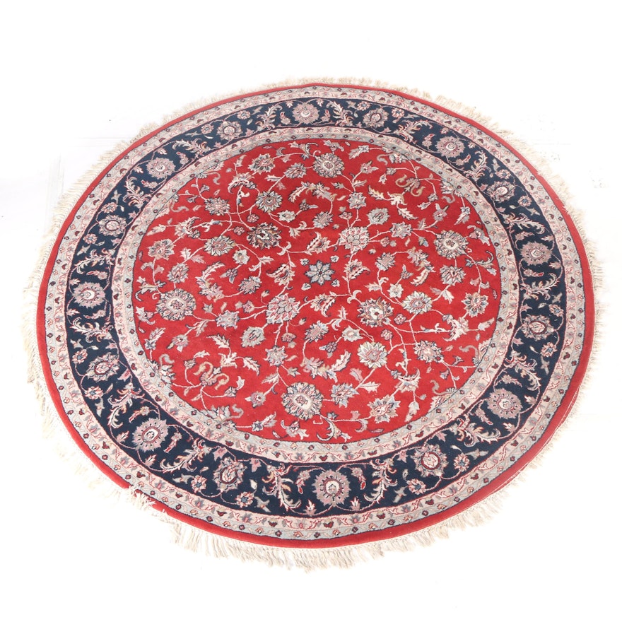 Hand-Knotted Persian Round Area Rug