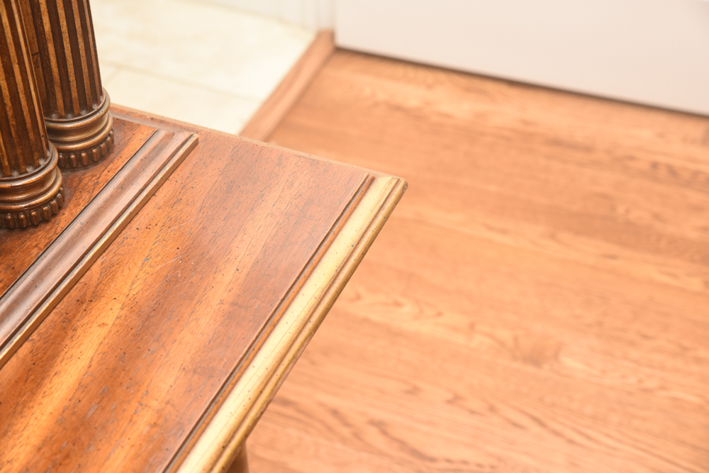 Vintage Neoclassical Style Oak and Walnut Burl China Cabinet