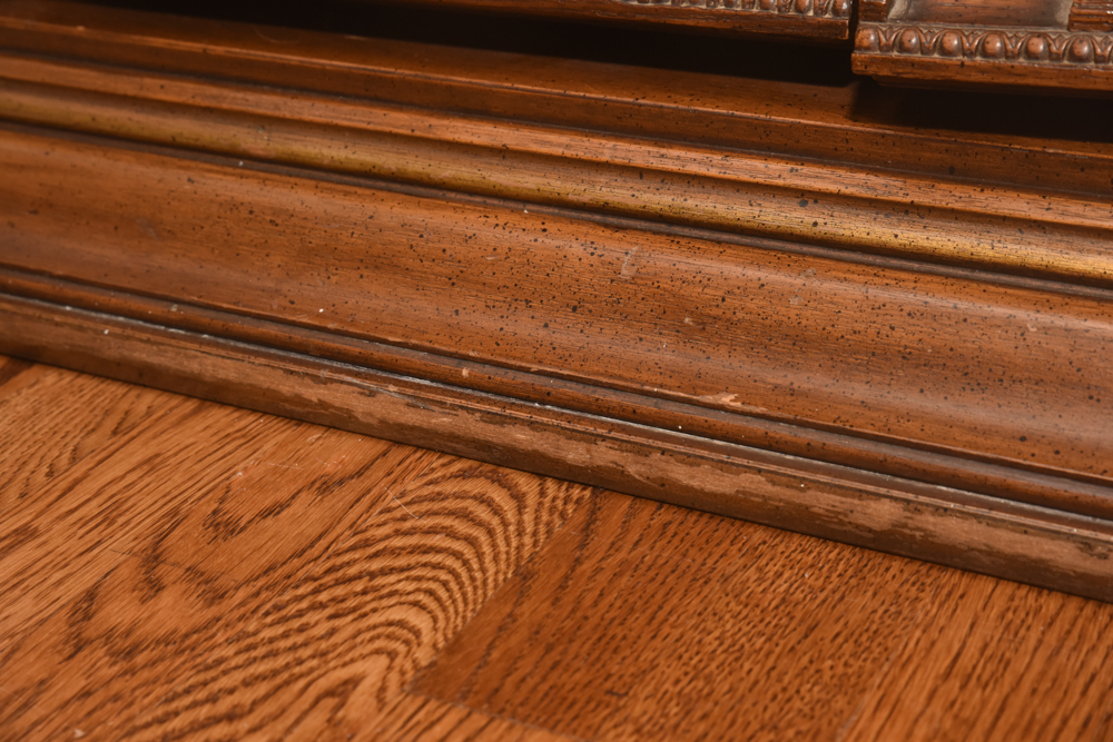 Vintage Neoclassical Style Oak and Walnut Burl China Cabinet