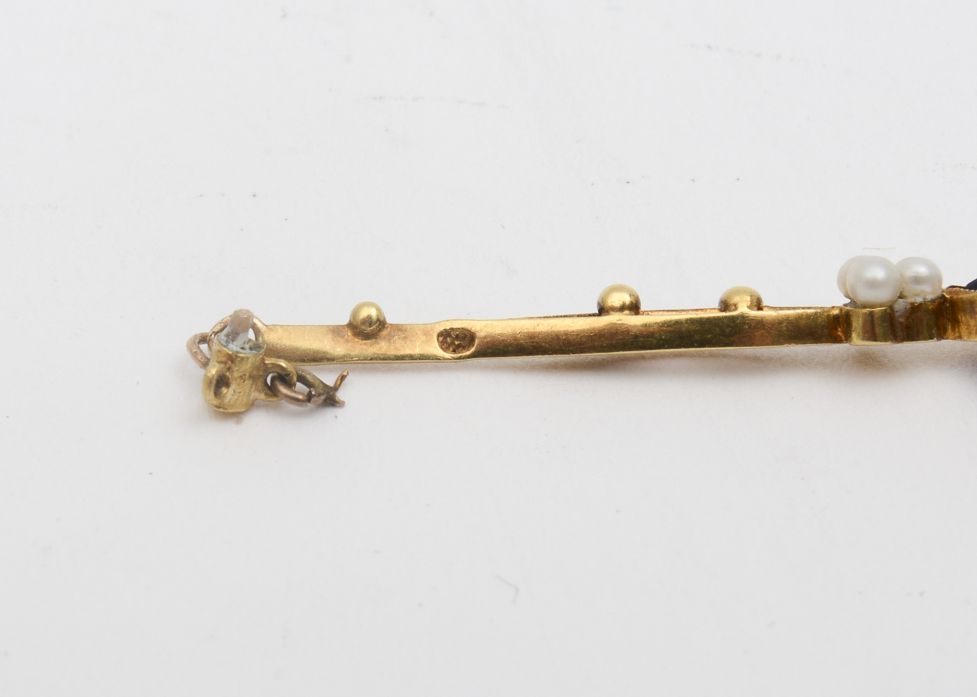 Antique Victorian 18K Yellow Gold, Amethyst, and Seed Pearl Drop Pendant