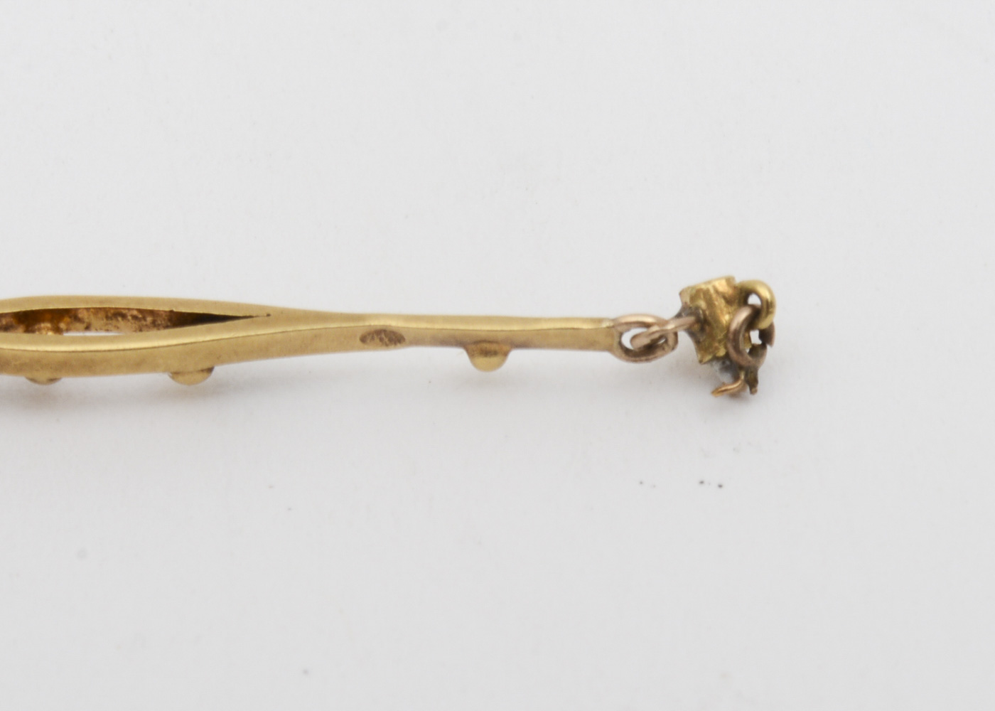 Antique Victorian 18K Yellow Gold, Amethyst, and Seed Pearl Drop Pendant