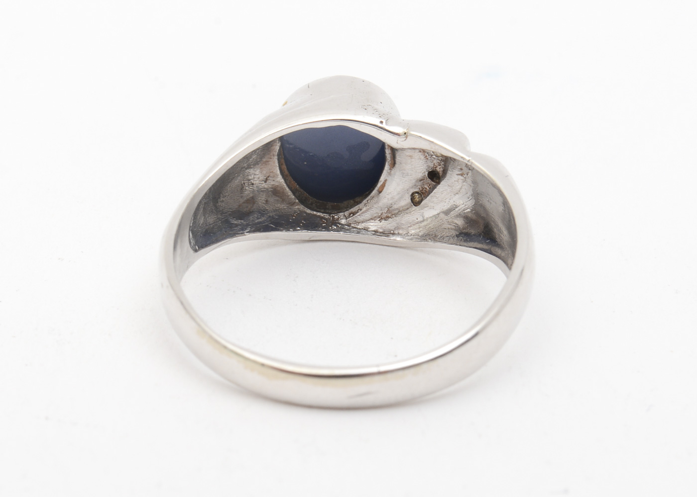 Men's 14K White Gold and Star Sapphire Solitaire Ring