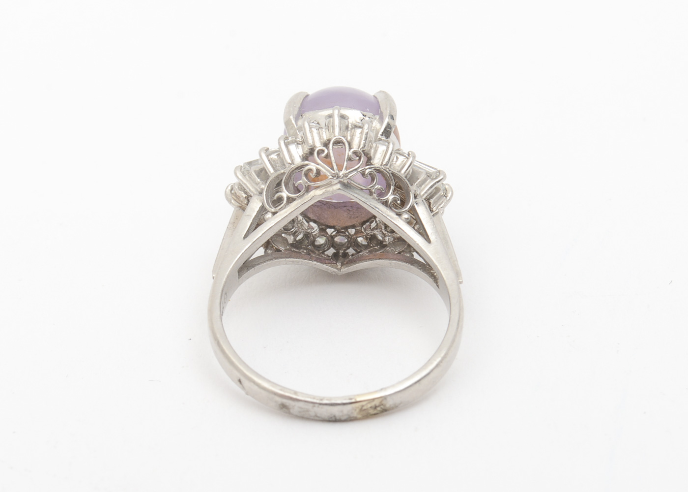 Platinum, Synthetic Star Ruby, and Diamond Cocktail Ring