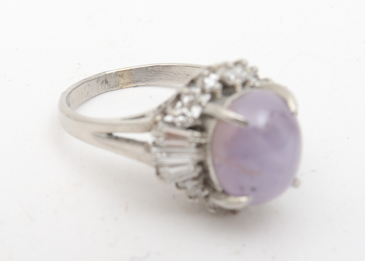 Platinum, Synthetic Star Ruby, and Diamond Cocktail Ring