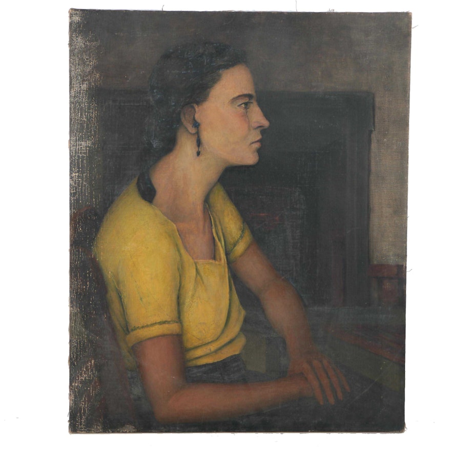 A. Allen Oil Portrait Painting of a Woman