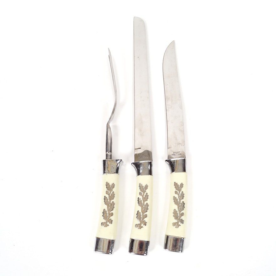 Arnart Stainless Steel Serving Utensils With Silver Tone Inlay
