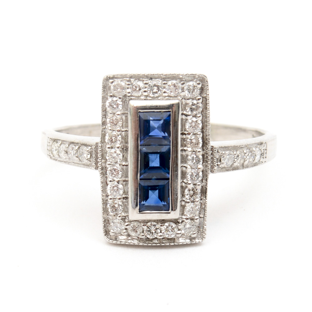 Bita Pourtavoosi 14K White Gold, Sapphire, and Diamond Ring