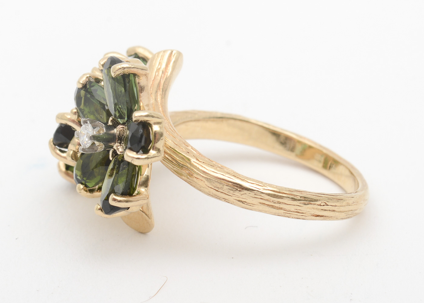 14K Yellow Gold, Tourmaline, and Diamond Twin Ring