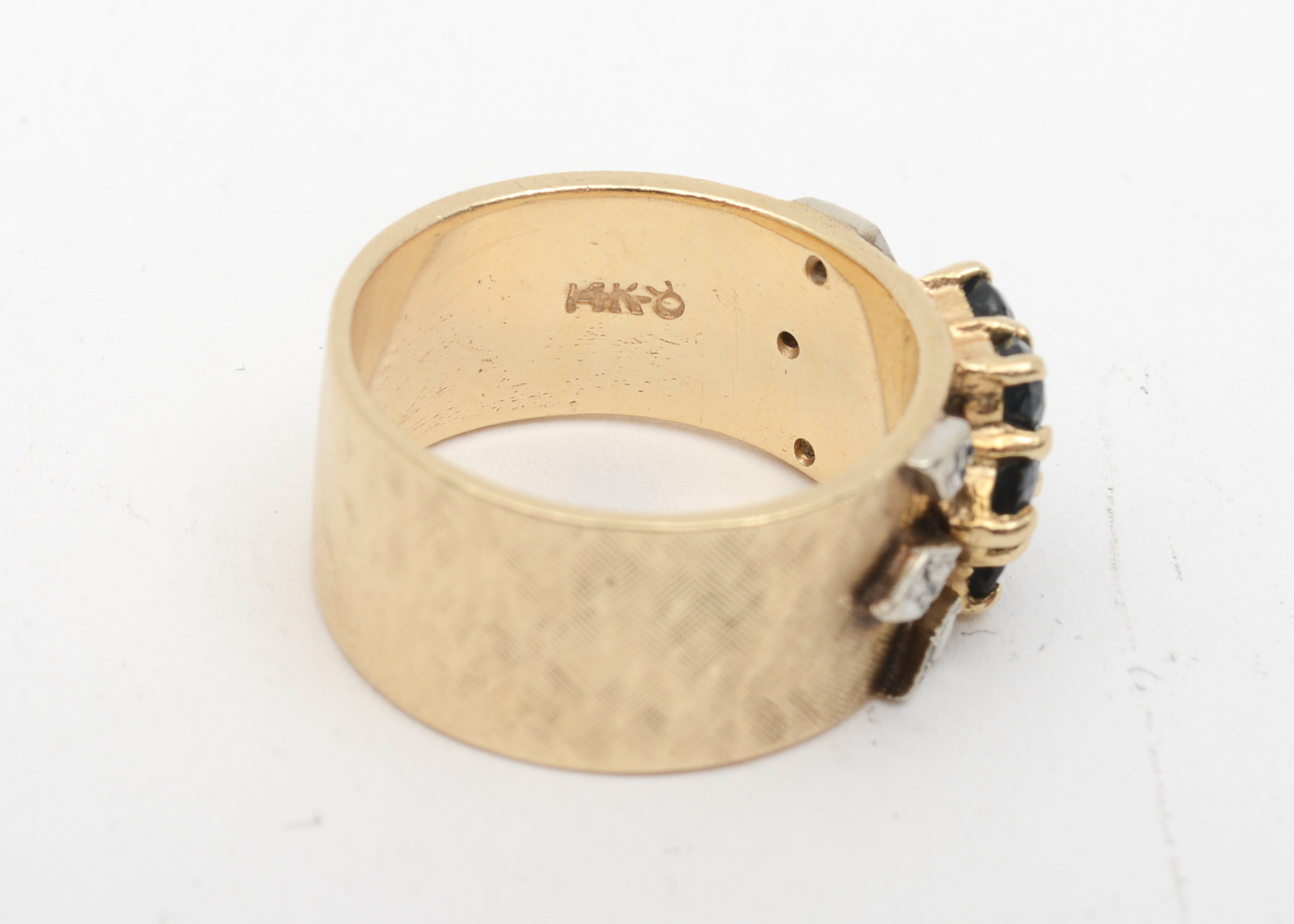 14K Yellow Gold, Sapphire, and Diamond Band